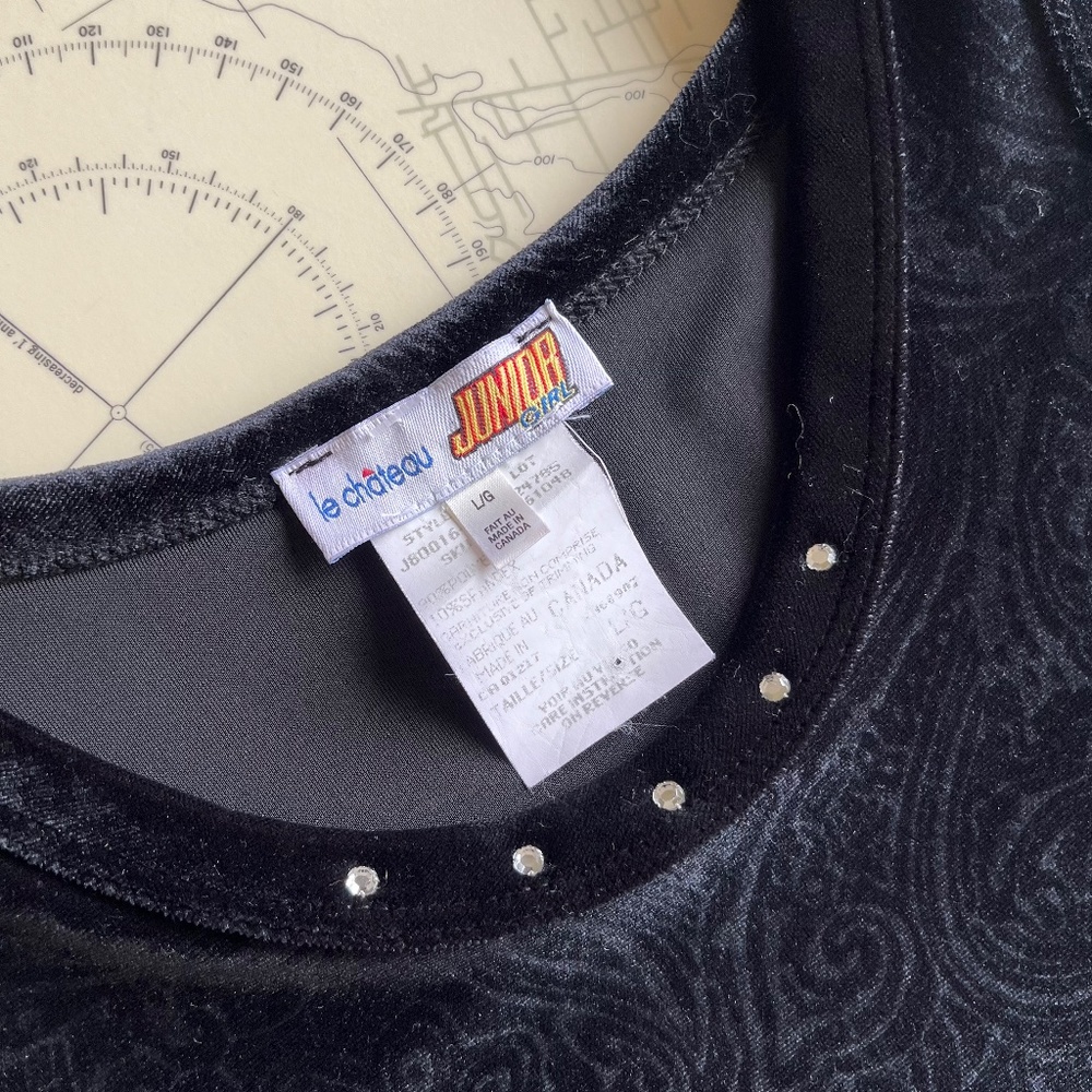 Vintage Y2K Black Velvet Le Chateau Jr. Dress - Picture 6 of 7